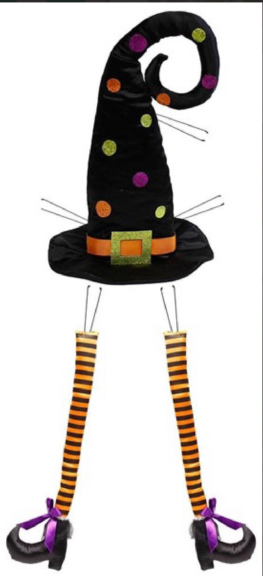 3 Pc 32in Witch Hat & Leg Decor Kit | Outdoor Halloween Yard Decoration, Porch or Garden Display, Witch Legs for Planters, Parties