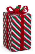 9.5" Red and Green Striped Package - Measures 4.75"L X 4.75"W X 9.5"H