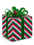 6" Red and Green Striped Packages - Measures 4.75"L X 4.75"W X 6"H