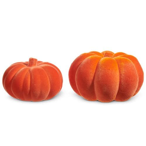 6.5" Orange Flocked Pumpkins | Classic Fall charm with a plush twist.