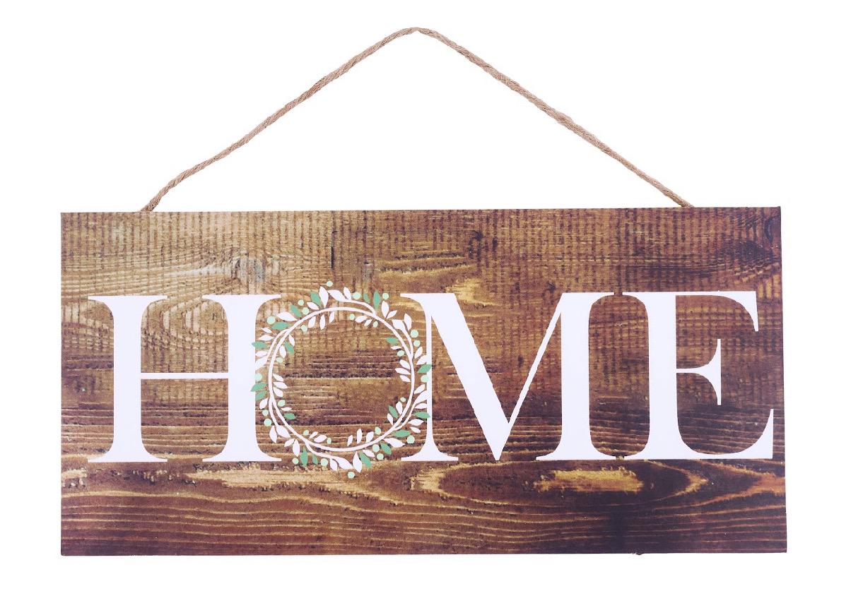 Home Hanging Sign – 12.5” x 6” Rustic Farmhouse Wall Décor – MDF Entryway, Kitchen, or Living Room Accent