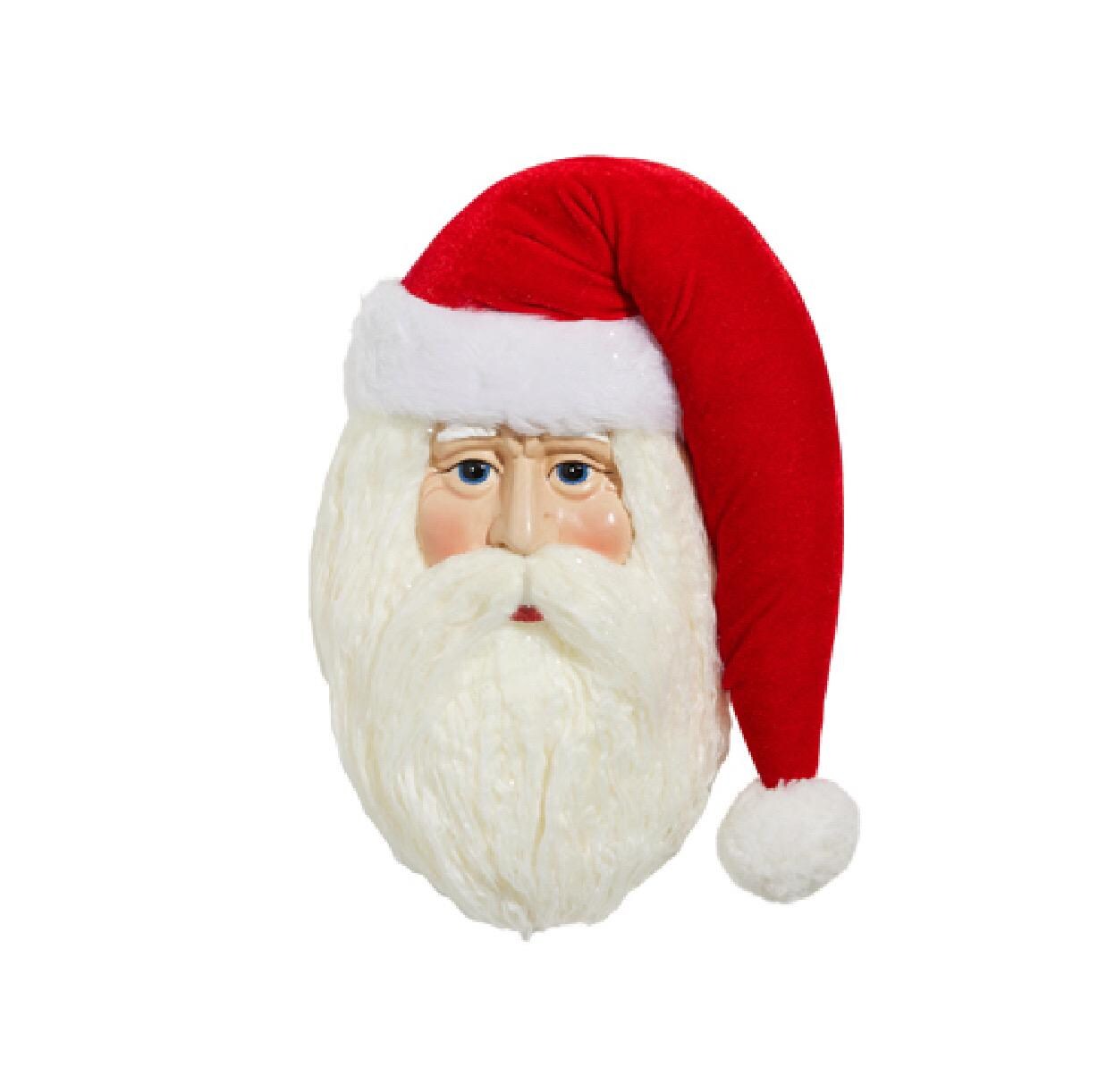 13" Red Hat Santa Face Wall Art | Christmas decoration, holiday festive.