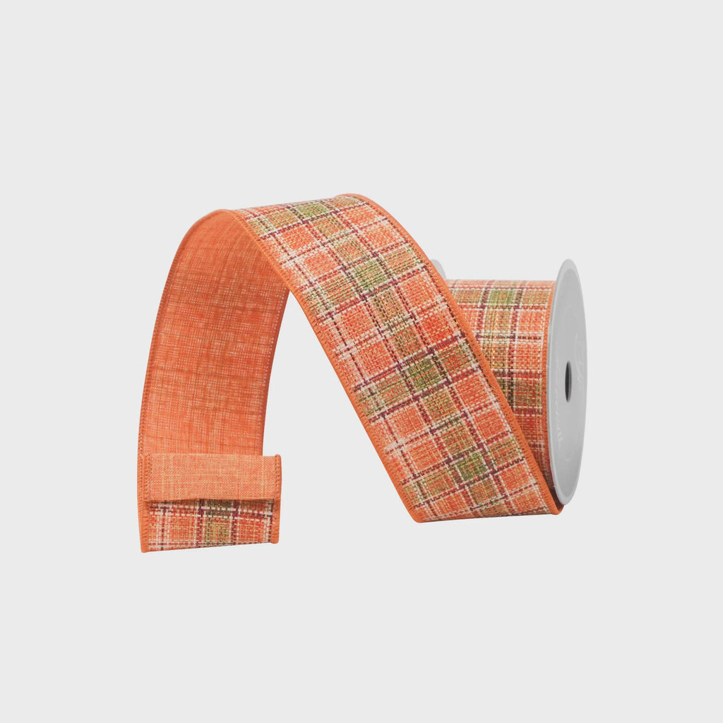 Farrisilk Autumn Tweed Ribbon – 2.5" x 10 Yards Fall Plaid Wired Ribbon, Thanksgiving Wreath Supply, Farmhouse Bow, Rustic Fall Decor