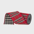 Farrisilk Red Plaid Christmas Ribbon – 4" x 10 Yards Wired, Buffalo Check Back, Traditional Holiday Wreaths, Bows, Farmhouse Decor