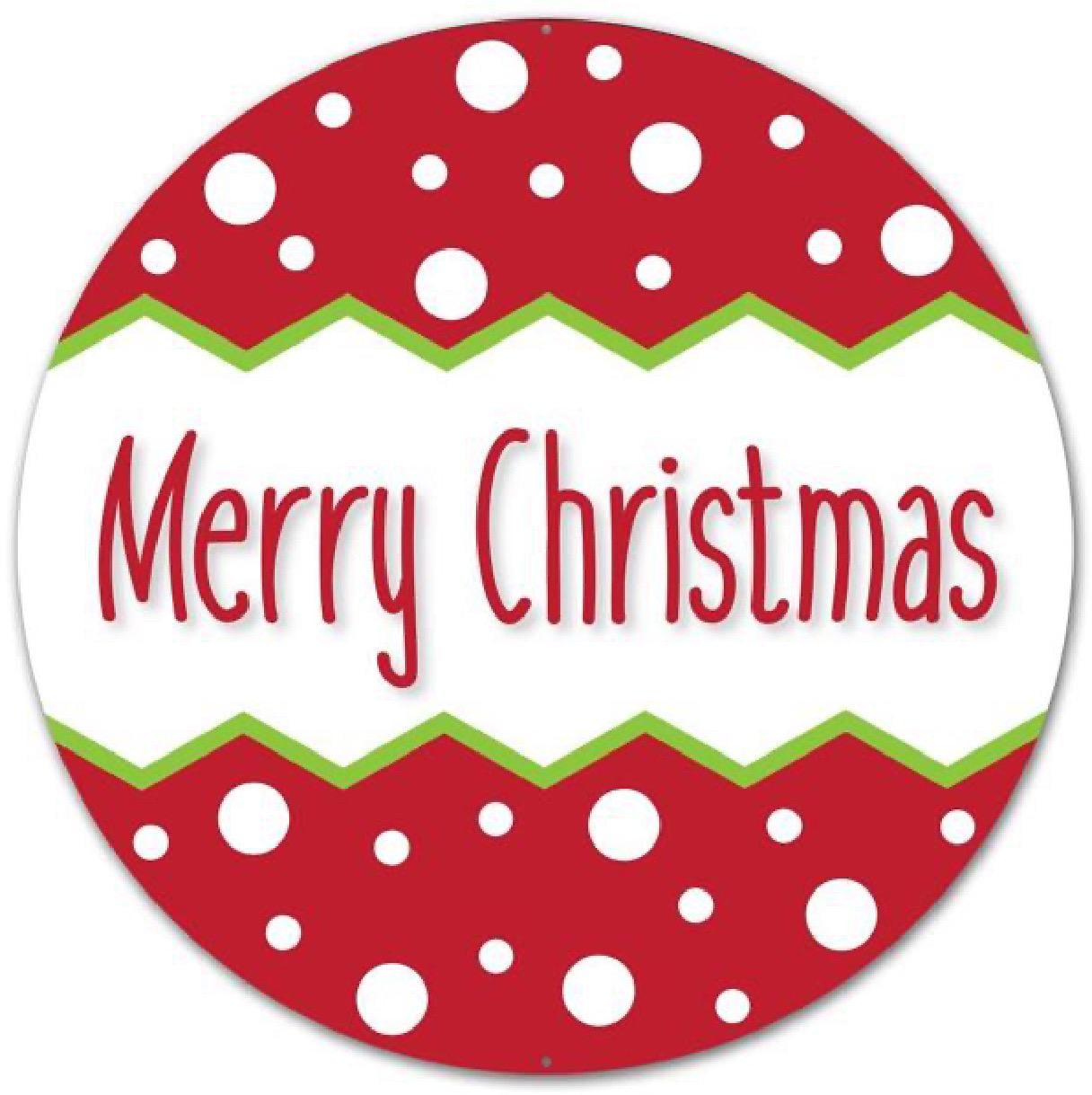 12” Metal Merry Christmas Sign – Round Holiday Wall Décor, Rustic Farmhouse Christmas Decoration, Wreath Accent, Porch & Indoor Décor