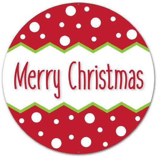 12” Metal Merry Christmas Sign – Round Holiday Wall Décor, Rustic Farmhouse Christmas Decoration, Wreath Accent, Porch & Indoor Décor