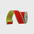 Farrisilk Red & Lime Scrooge Trim Ribbon 2.5" x 10 Yards Wired, Grinch-Inspired Christmas Ribbon for Bows, Crafts, Holiday Decor, Tree Decor