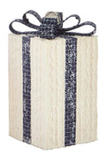 9" Knit Packages with Plaid Bows - wreath attachment - Measures: 5.25"L X 5.25"W X 9"H