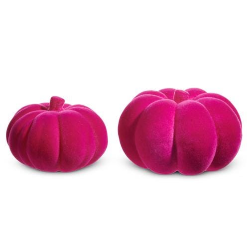 6.5" Pink Flocked Pumpkins | Soft, Sweet, stylish Fall decorations!