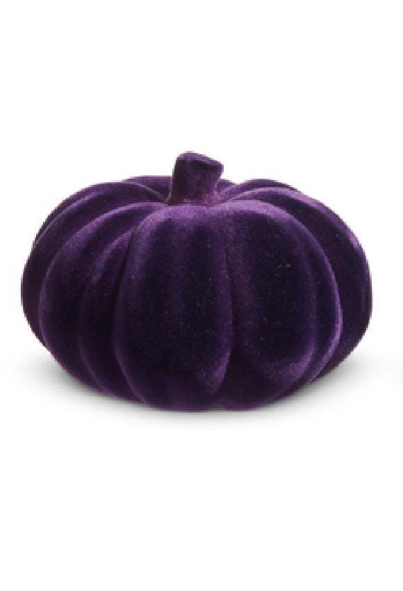6.5" Purple Flocked Pumpkins | Add a touch of whimsy for Fall.