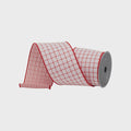 Farrisilk Red & White Peppermint Cottage Plaid Wired Ribbon 4" x 10 Yards | Farmhouse Christmas Bow, Holiday Wreath, Gift Wrap