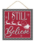 Glitter “I Still Believe” Christmas Sign – 10” Square Holiday Mantel Decor, Nostalgic Christmas Wall Art, Festive Farmhouse Holiday Decorati