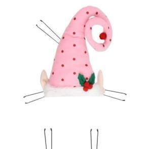 Polka Dot & Stripe Elf Decor Kit – 3 Pc 30” Tall Christmas Elf Figures, Whimsical Holiday Decoration, Festive Mantel or Entryway Display