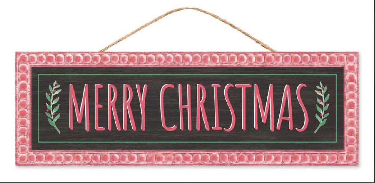 Merry Christmas Sign – Rustic Farmhouse Holiday Wall Décor – 15” x 5” MDF