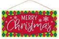 Merry Christmas Sign – 12.5” x 6” Rustic Farmhouse Holiday Wall Décor – MDF Christmas Mantel or Entryway Accent