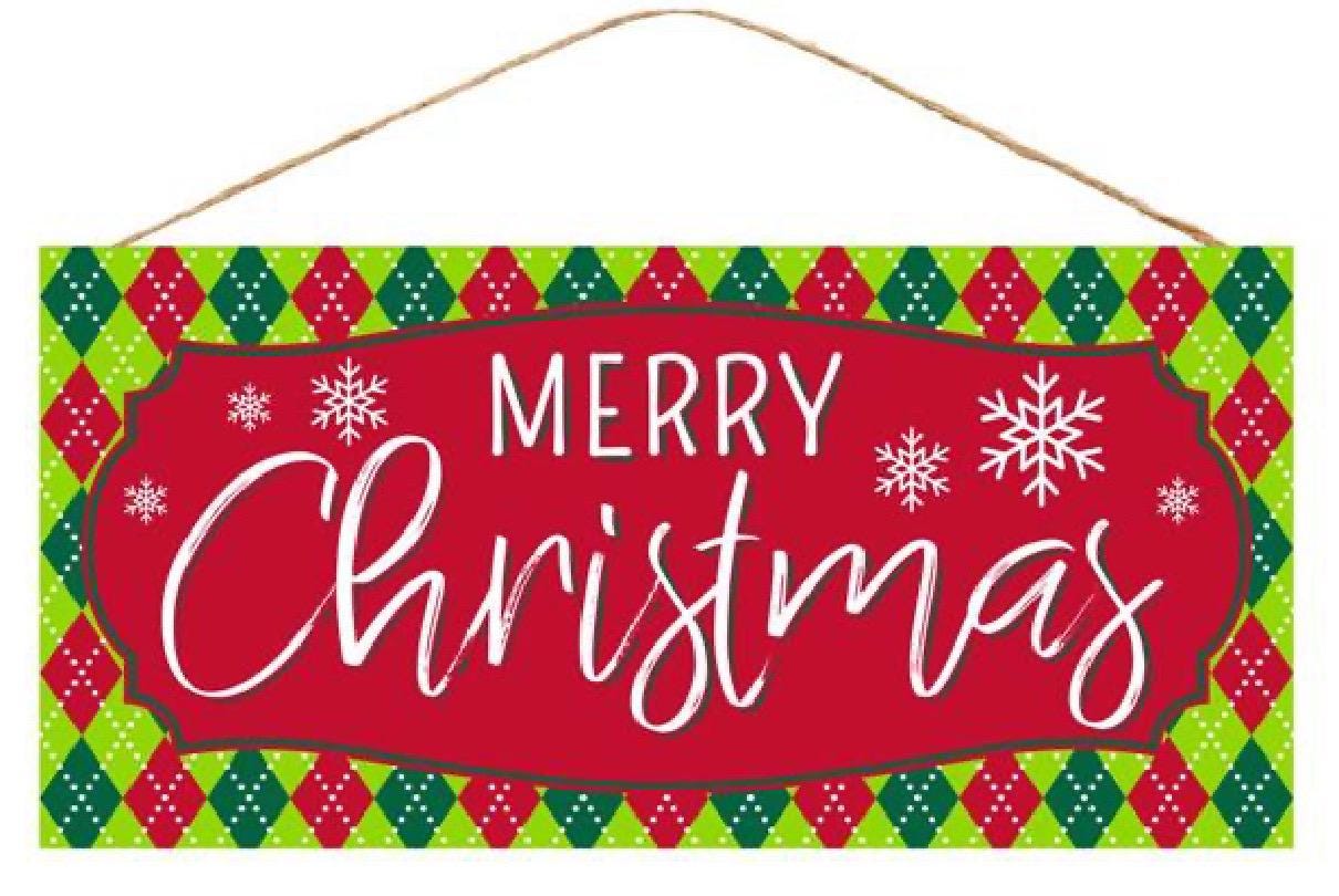 Merry Christmas Sign – 12.5” x 6” Rustic Farmhouse Holiday Wall Décor – MDF Christmas Mantel or Entryway Accent