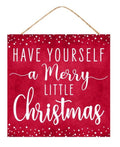 Merry Little Christmas Sign – 10” Square Rustic Farmhouse Holiday Wall Décor – MDF Christmas Mantel or Shelf Accent
