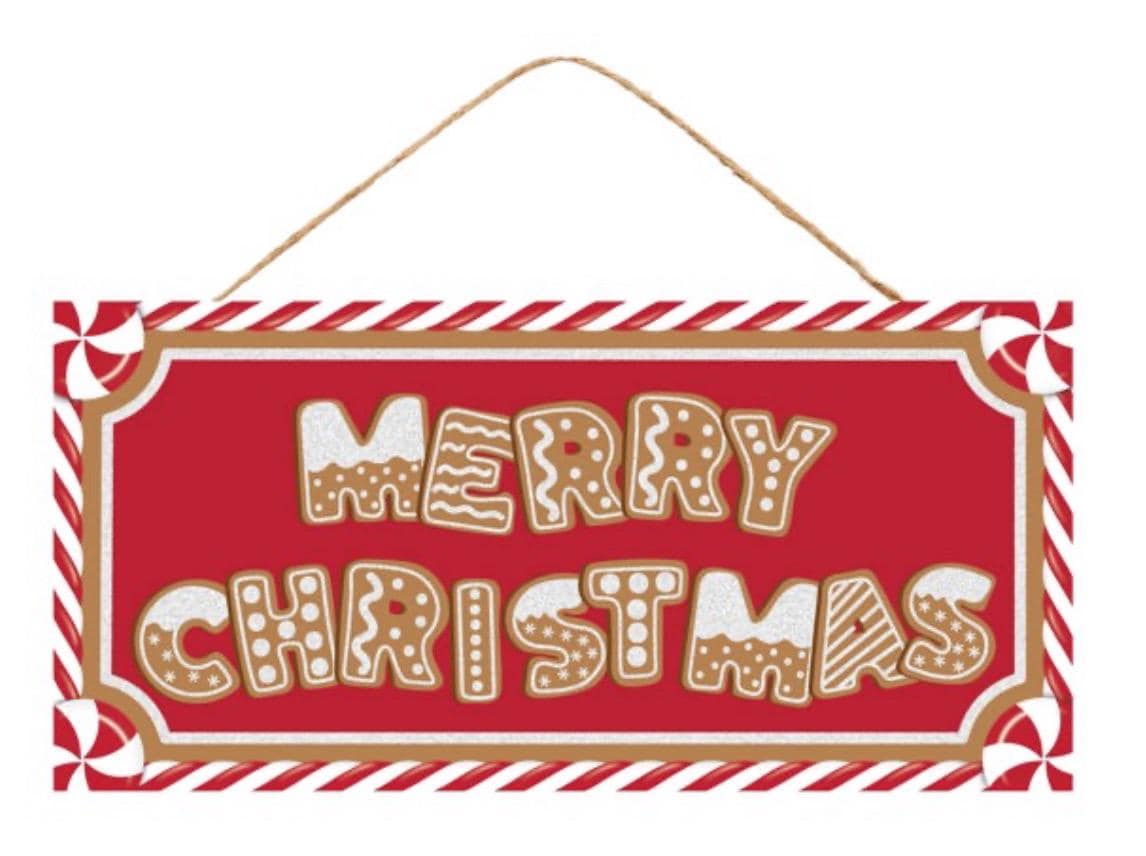Merry Christmas Gingerbread Sign – 12.5” Rustic Farmhouse Holiday Wall Décor – MDF Christmas Kitchen or Mantel Accent