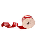 Red Velvet with White Cracked Stripe Wired Ribbon – 2.5” x 10 Yards Christmas for Wreaths, Bows, Gift Wrapping, Holiday Crafts & Décor.