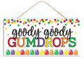12.5” x 6” Glitter Goody Goody Gumdrops Sign – Christmas Wall Décor, Candy Land Holiday Decoration, Wreath Accent, Kitchen & Party Décor