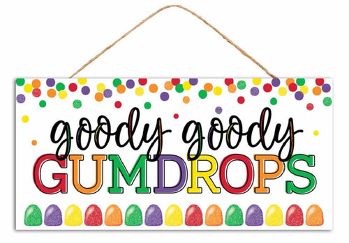 12.5” x 6” Glitter Goody Goody Gumdrops Sign – Christmas Wall Décor, Candy Land Holiday Decoration, Wreath Accent, Kitchen & Party Décor