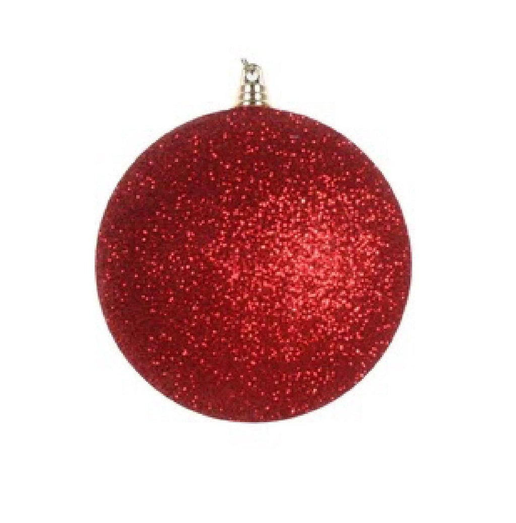 Farrisilk Red Glitter Ornament – Set of 4- 5” (120MM) Large Christmas Ball Ornaments – Sparkling Tree Decoration, Bold Festive Ornaments