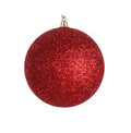 Farrisilk Red Glitter Ornament – Set of 4- 5” (120MM) Large Christmas Ball Ornaments – Sparkling Tree Decoration, Bold Festive Ornaments