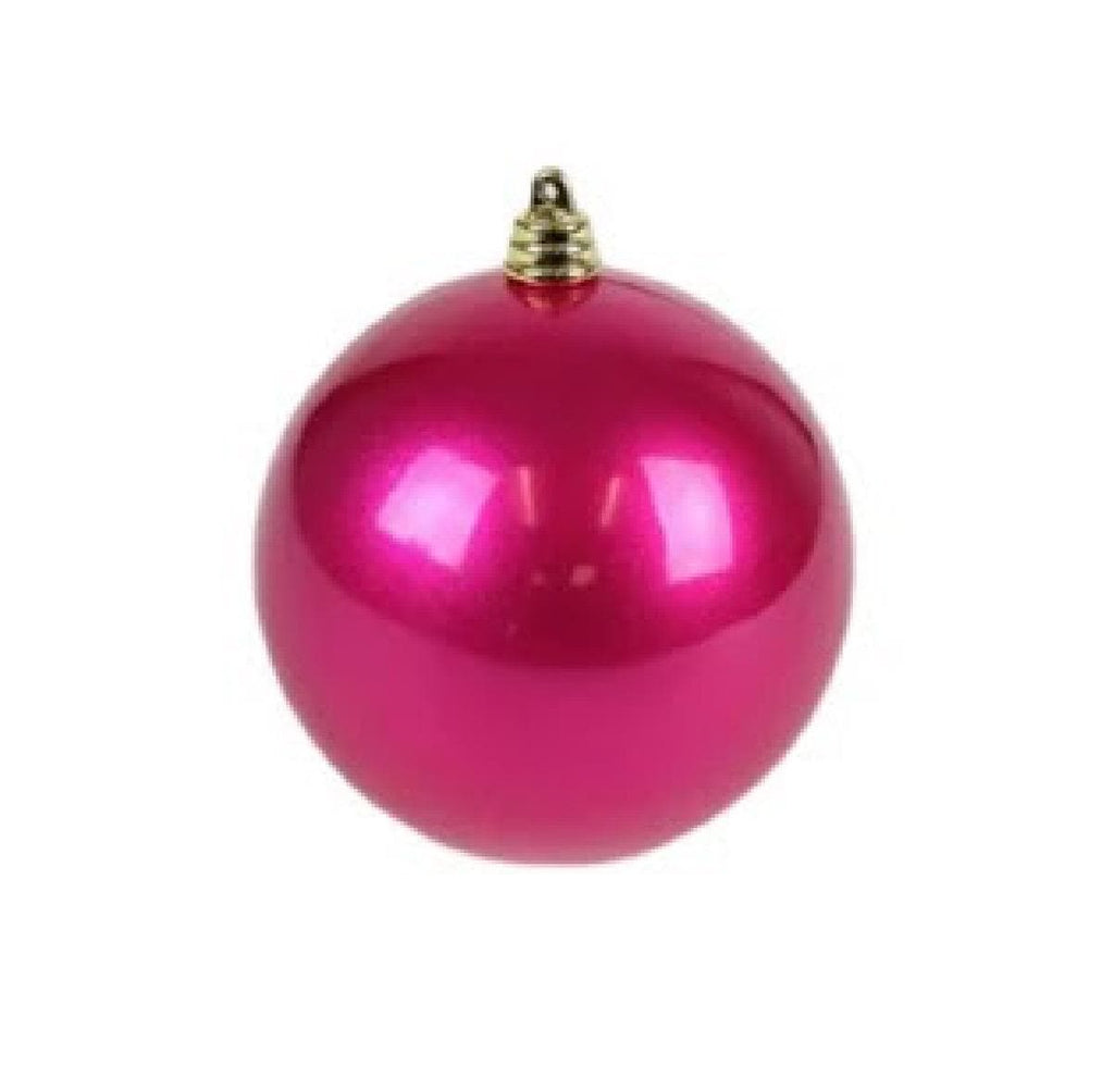 Farrisilk Fuchsia Candy Apple Ornament – Set of 6 - 3” (80MM) Shiny Christmas Ball Ornaments– Bright Pink Tree Decor, Glossy Modern Ornament