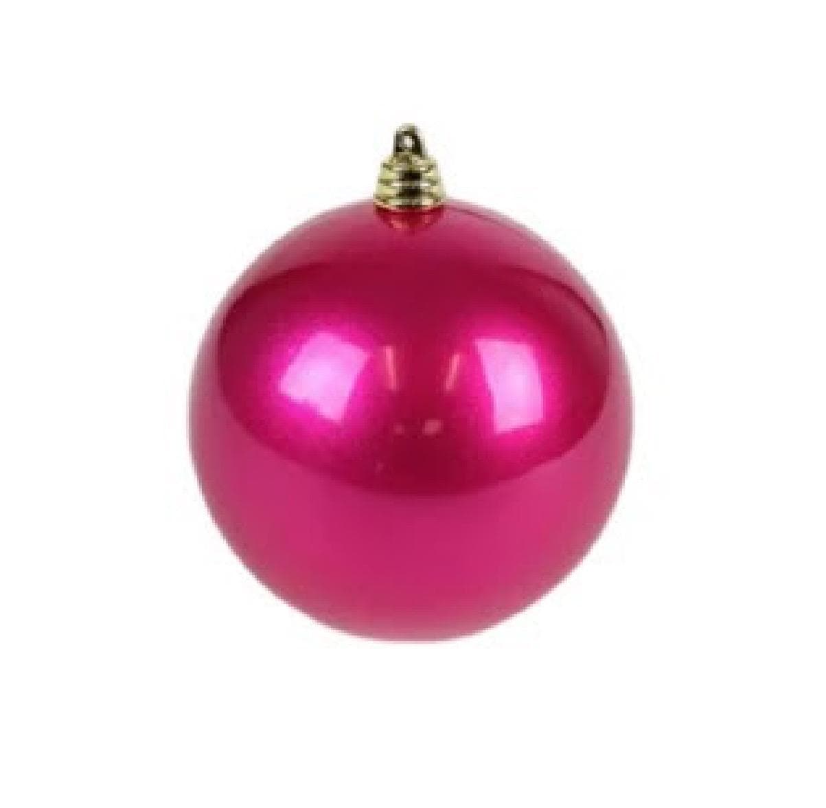 Farrisilk Fuchsia Candy Apple Ornament – Set of 6 - 3” (80MM) Shiny Christmas Ball Ornaments– Bright Pink Tree Decor, Glossy Modern Ornament