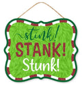10.5”L x 9”H “Stink! Stank! Stunk!” Glitter Sign – Funny Grinch Inspired Christmas Wall Décor, Sparkle Holiday Sign, Humorous Xmas Deco