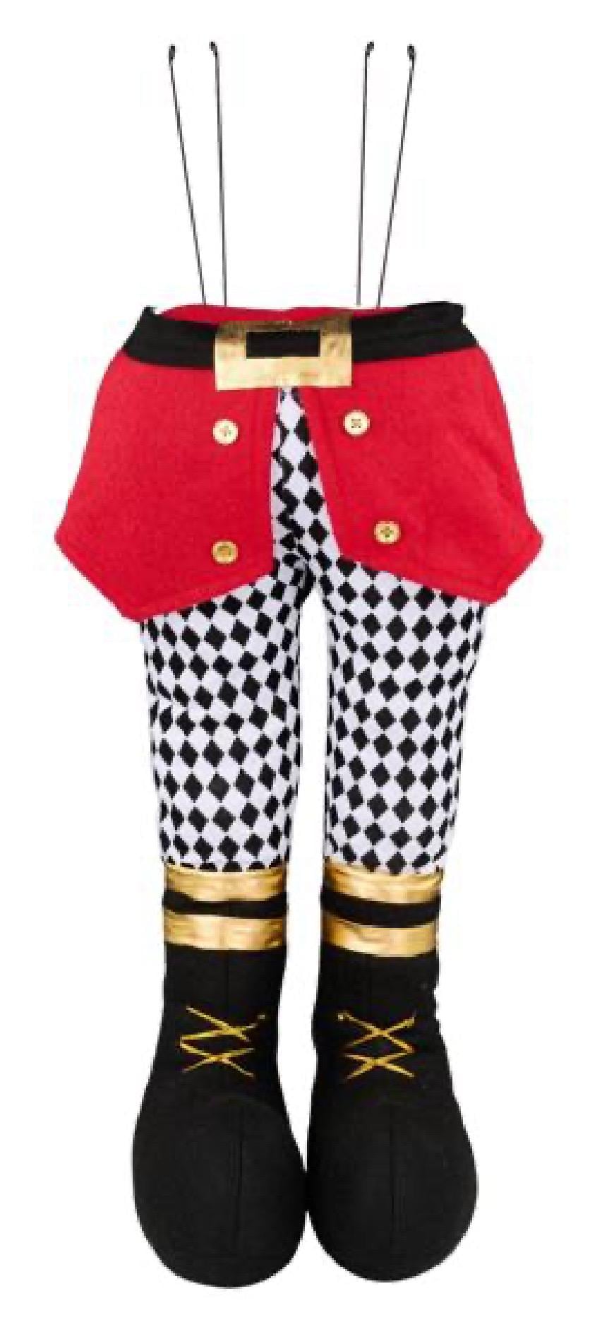 20.5”H Harlequin Soldier Bottom – Black White Harlequin Nutcracker Soldier Décor for Christmas Displays, Mantels, Holiday Entryways & Fest