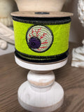 D Stevens 2" x 5yds Ribbon – Green Felt Embroidery Wired Ribbon | Luxury Halloween Ribbon for Wreaths, Bows & Spooky Decor, Eyeball ribbon