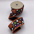 D Stevens 2.5" x 10yds Ribbon, Black Poplin with Glitter Polka Dots, Orange Glitter Edge, Halloween Wired Ribbon for Wreaths, Bows and trees