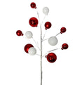 Elegant Ball Pick 16” – Red & White | Decorative Holiday Spray for Wreaths, Garlands, Christmas Tree Décor, Centerpieces Crafts