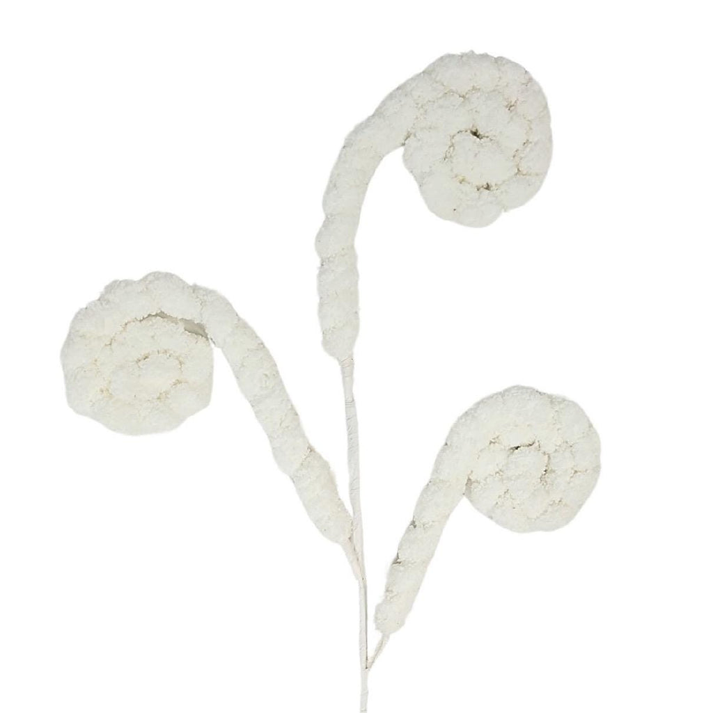 Faux Sherpa Curl Spray 24” – White | Plush Curly Pick for Wreaths, Garlands, Christmas Tree Décor & Winter Crafts