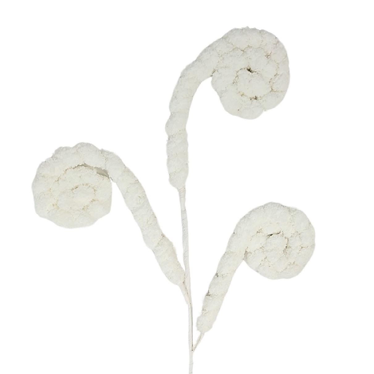 Faux Sherpa Curl Spray 24” – White | Plush Curly Pick for Wreaths, Garlands, Christmas Tree Décor & Winter Crafts