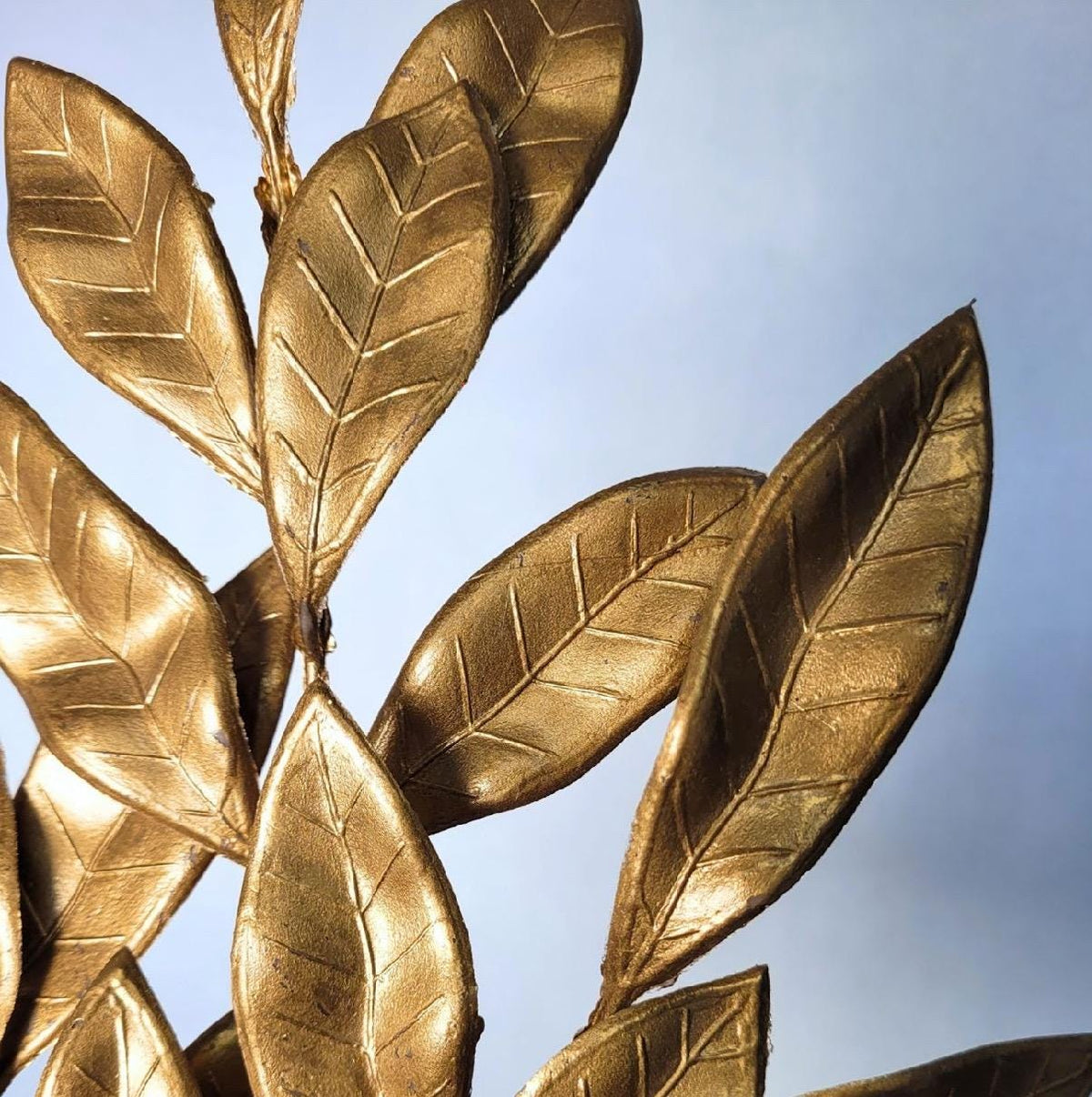 Metallic Bay Leaf Spray 27” – Gold | Decorative Leaf Pick for Wreaths, Garlands, Centerpieces, Christmas Tree & Event Décor