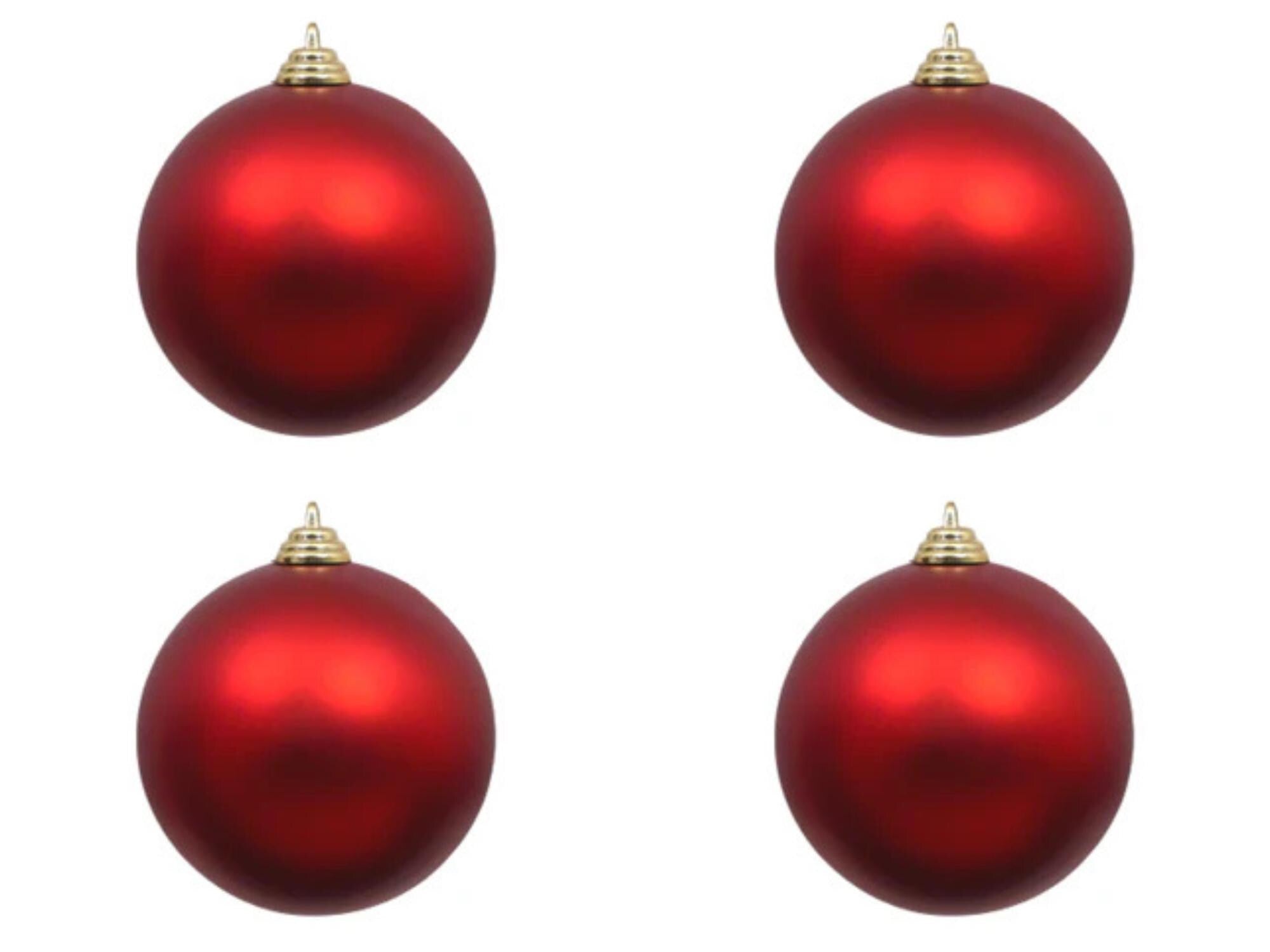 Farrisilk Red Matte Ornament –Set of 4- 4” (100MM) Christmas Ball Ornaments – Classic Tree Decor, Elegant Matte Red Ornament, Traditional
