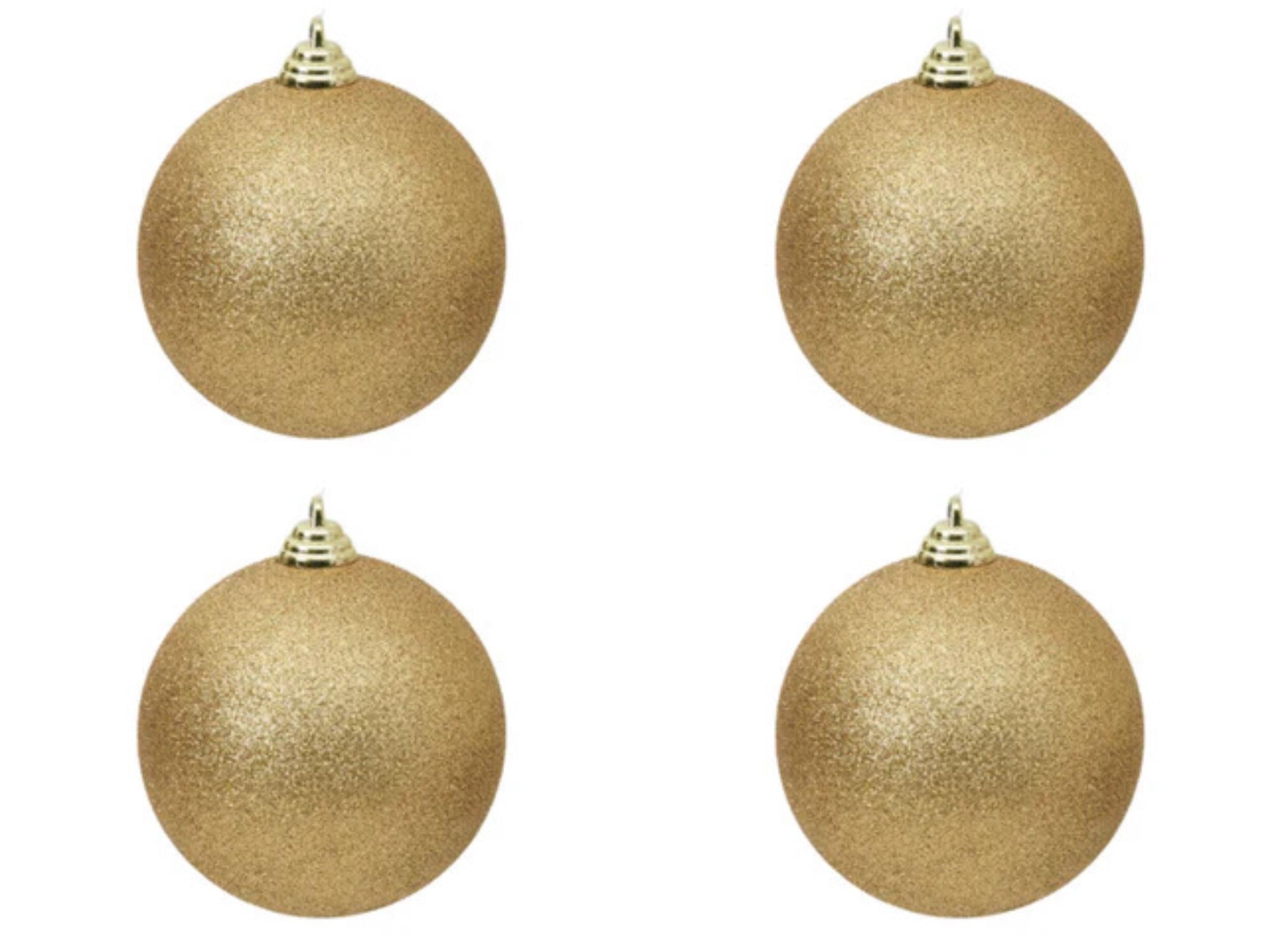 Farrisilk Gold Glitter Ornament – Set of 4 - 4” (100MM) Christmas Ball Glam Ornaments– Sparkling Tree Decoration, Elegant Gold Ornaments