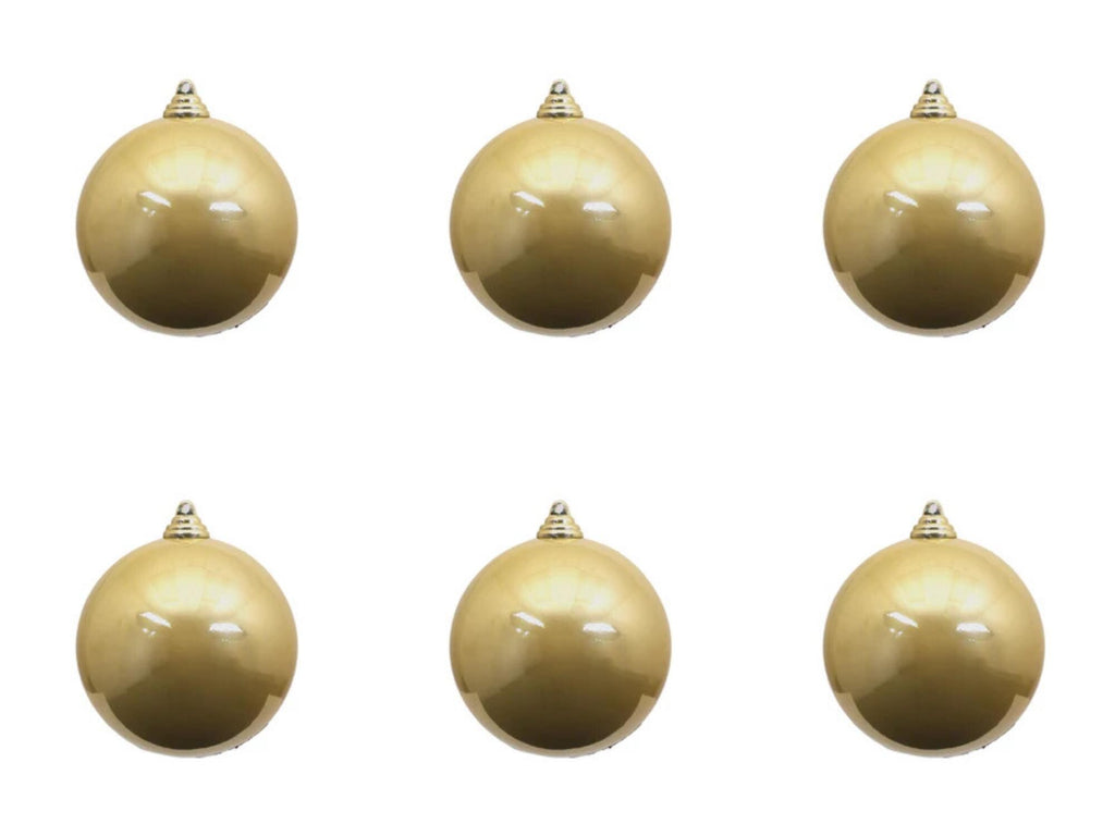 Farrisilk Gold Candy Apple Ornament –Set of 6 - 3” (80MM) Shiny Christmas Ball Ornaments, Glossy Tree Decor, Elegant Gold Ornament, Classic
