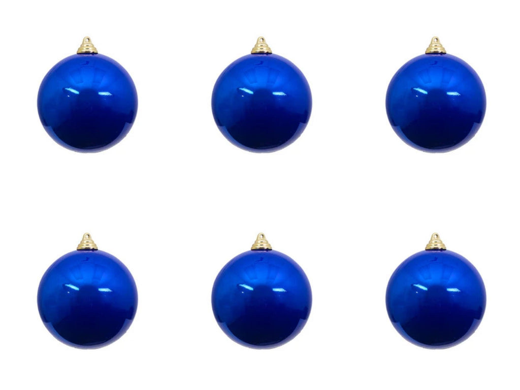 Farrisilk Blue Candy Apple Ornament –Set of 6 - 3” (80MM) Shiny Christmas Ball Ornaments – Classic Glossy Tree Decor, Modern Blue Ornament