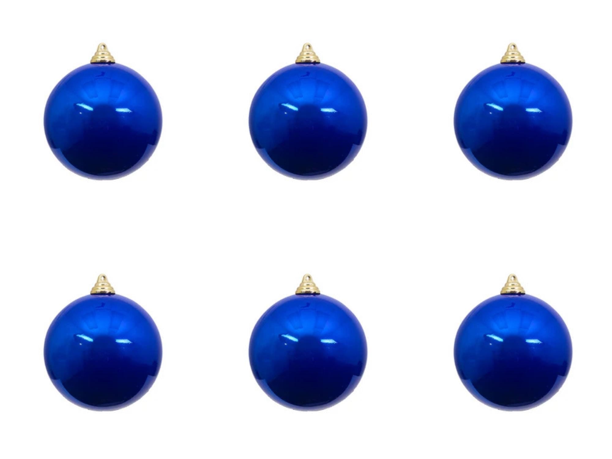Farrisilk Blue Candy Apple Ornament –Set of 6 - 3” (80MM) Shiny Christmas Ball Ornaments – Classic Glossy Tree Decor, Modern Blue Ornament