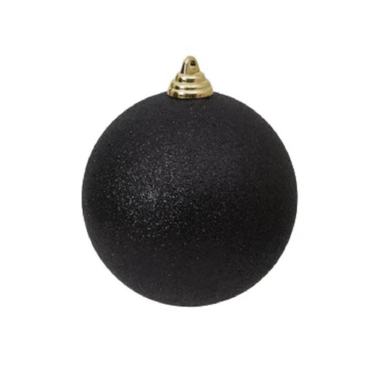 Farrisilk Black Glitter Ornament – Set of 6- 3” (80MM) Christmas Ball Ornaments – Sparkling Holiday Tree Decoration, Modern Glam Elegant