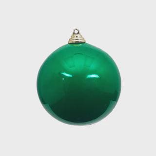 Farrisilk Set of 4 – Emerald Green Candy Apple Christmas Ornaments 4" –Glossy Holiday Balls for Christmas Trees, Wreaths, Garlands and Decor