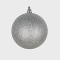 Farrisilk Silver Glitter Christmas Ornaments 4" – Set of 4 – Sparkly Baubles for Trees, Wreaths, Centerpieces, Garlands and Decor