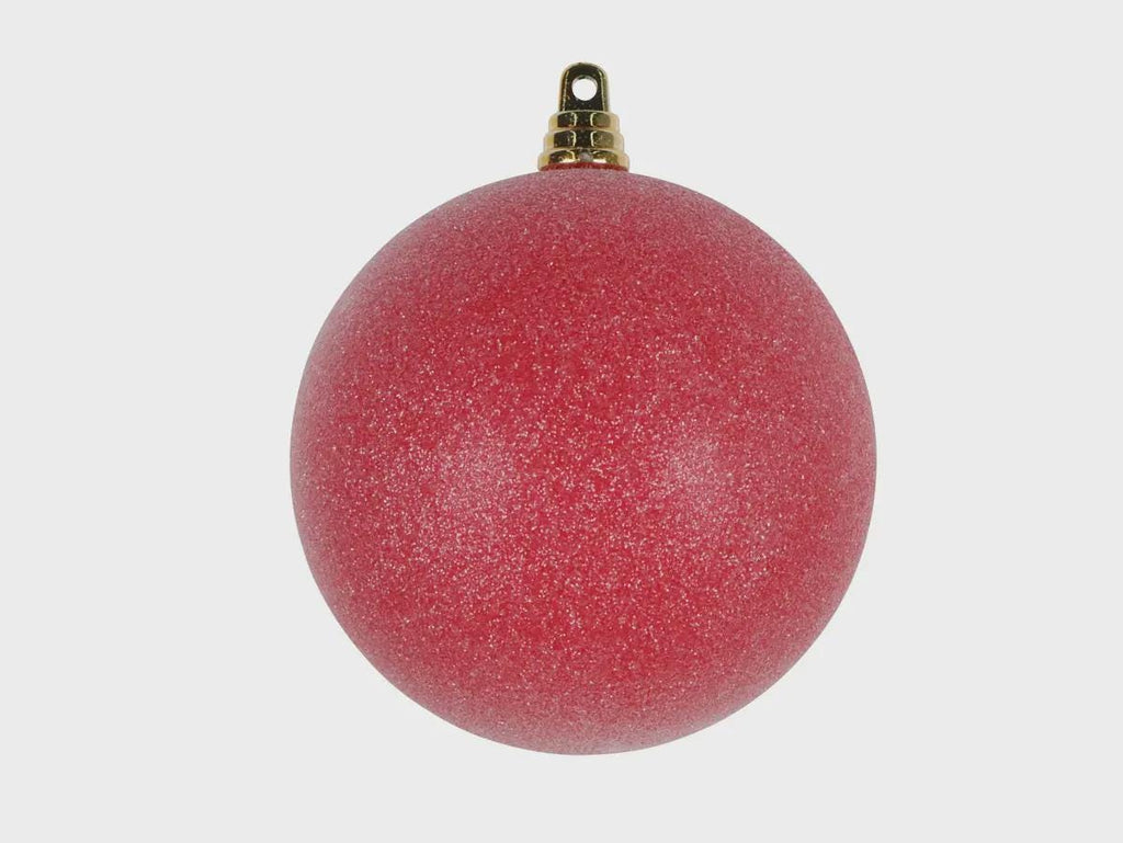 Farrisilk Red Sugar Christmas Ornaments 5" –Set of 4 – Frosted Holiday Baubles for Trees, Wreaths, Centerpieces, Garlands and Seasonal Decor