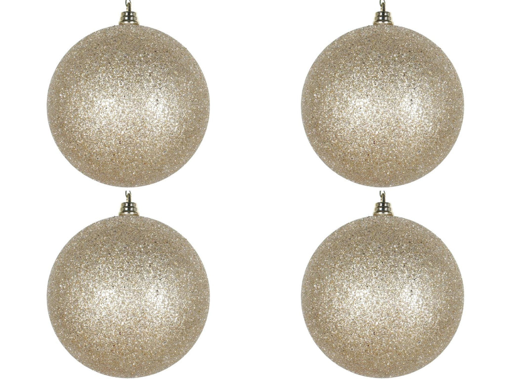 Farrisilk Platinum Glitter Christmas Ornaments 4" –Set of 4 – Sparkling Baubles for Trees, Wreaths, Centerpieces, Garlands and Holiday Decor