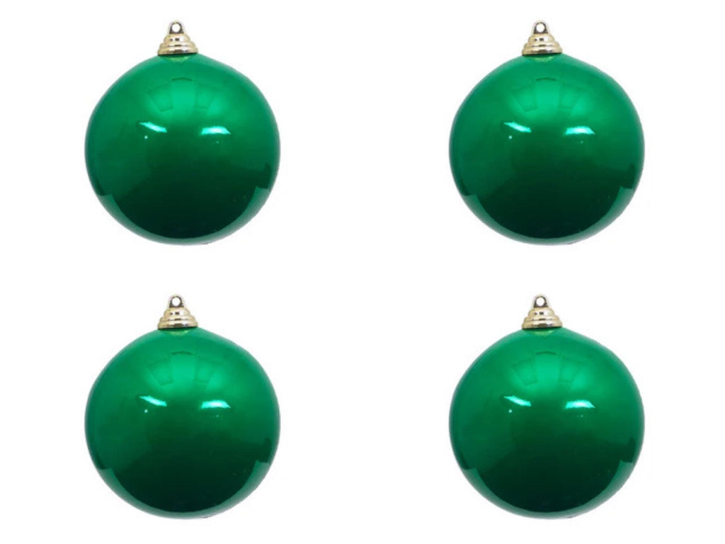 Farrisilk Set of 4 – Emerald Green Candy Apple Christmas Ornaments 4" –Glossy Holiday Balls for Christmas Trees, Wreaths, Garlands and Decor