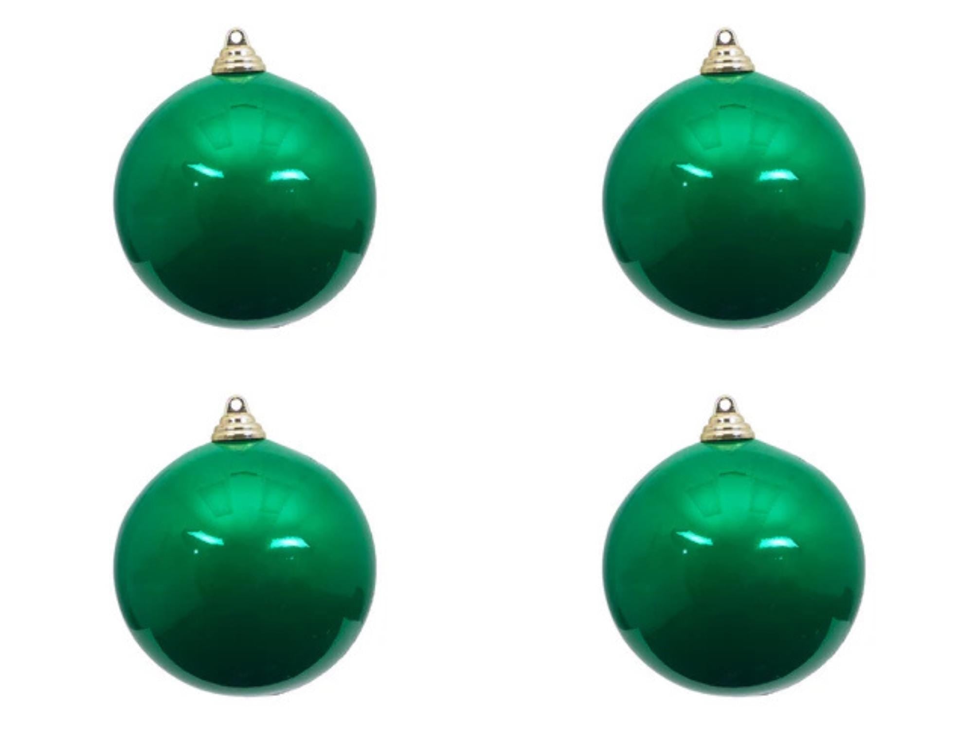 Farrisilk Set of 4 – Emerald Green Candy Apple Christmas Ornaments 4" –Glossy Holiday Balls for Christmas Trees, Wreaths, Garlands and Decor