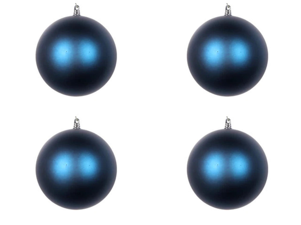 Farrisilk Midnight Blue Matte Christmas Ornaments 4" – Set of 4 -Elegant Shatterproof Baubles for Holiday Trees, Wreaths, Garlands and Decor